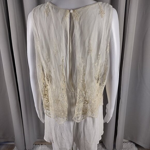 Charlotte Russe Women's Ivory Cream Hombre Color Sleeveless Lace Romper Size XL - Picture 4 of 11
